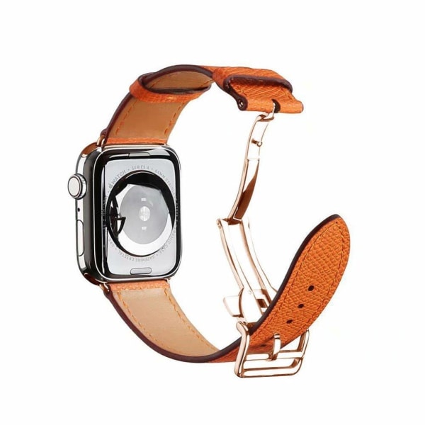 Aitoa nahkaa ruusukultaa solki kellonauha Apple Watch Series 6 / 5 40mm - Oranssi Orange