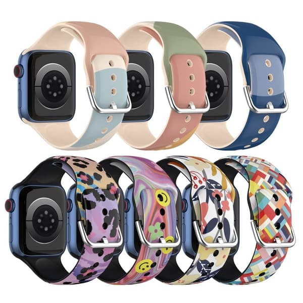Apple Watch (45mm) IML farverigt mønster silikone urrem - Smil Multicolor