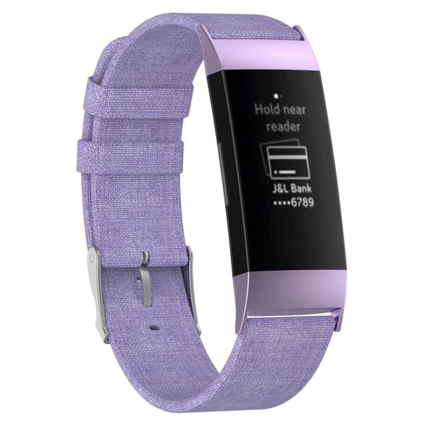 Fitbit Charge 3 snyggt klockarmband i canvas - Lila Lila