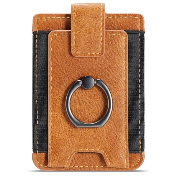 MUXMA Universal leather card holder with ring - Brown Brown