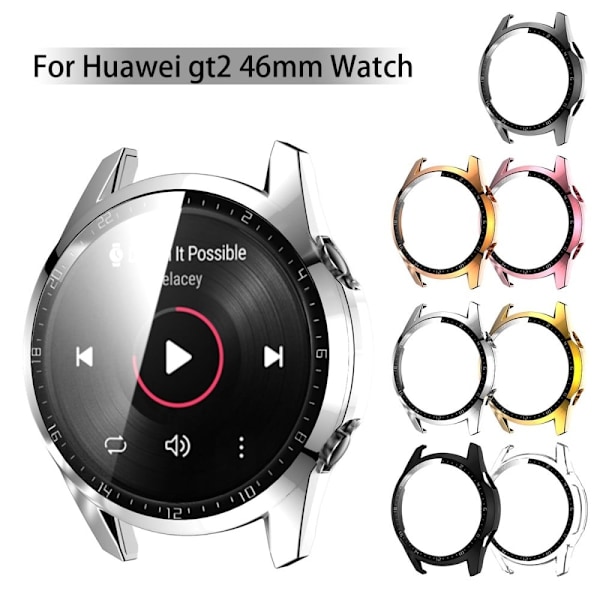 Huawei Watch GT 2 46mm stylish electroplating cover with tempered glass - Silver Silvergrå