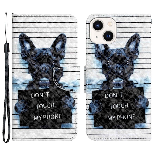 Wonderland iPhone 14 flip etui - Rør Ikke Ved Min Telefon White
