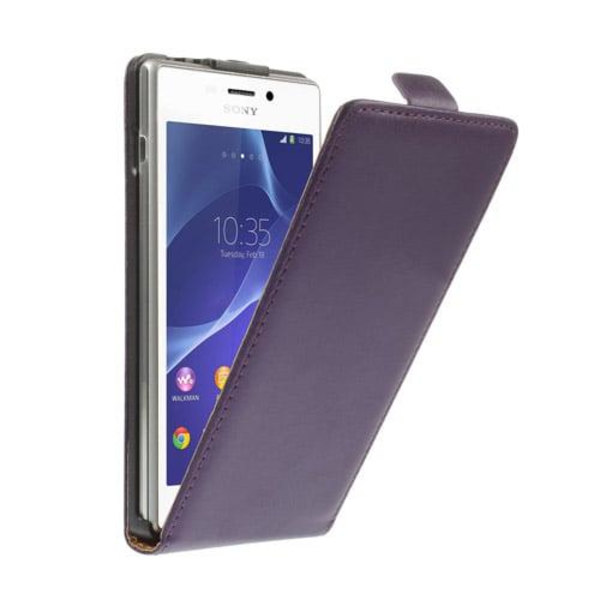 Winther (Lila) Sony Xperia M2 Äkta Läder Flip-Fodral Lila