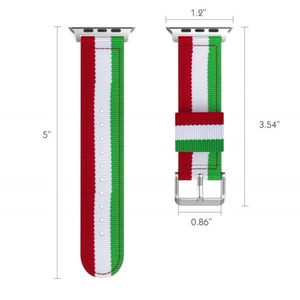 Apple Watch 38mm Kudottu nailoni vaihdettava kellon ranneke metalli soljella - Valkoinen/ Punainen/ Vihreä Multicolor