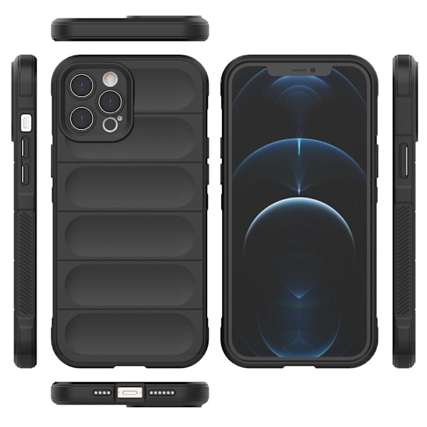 iPhone 12 Pro Max 6,7 tommer fleksibelt telefonbeskyttelsesetui, anti-fald robust bagside cover - Sort Black