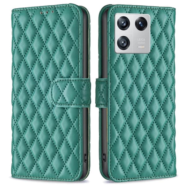 Rombemønster, matt flip-deksel for Xiaomi 13 - Grønn Green
