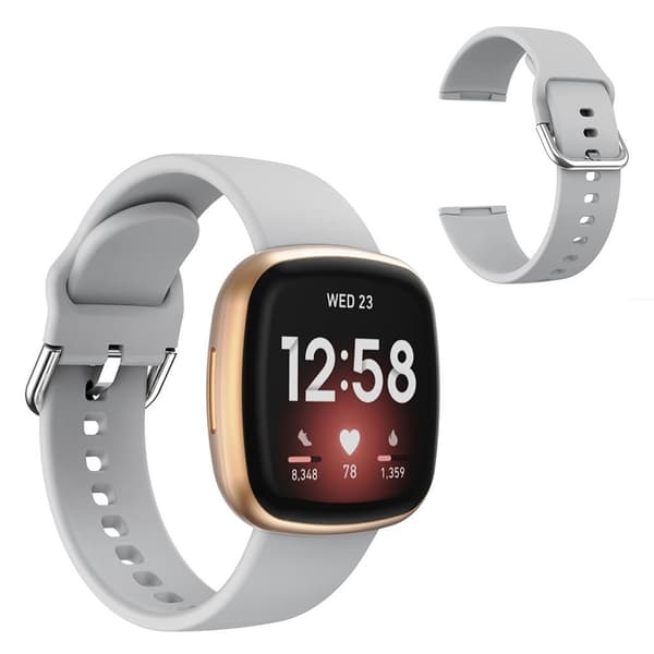 Fitbit Versa 3 enkelt silikonarmbånd - Grå Silver grey