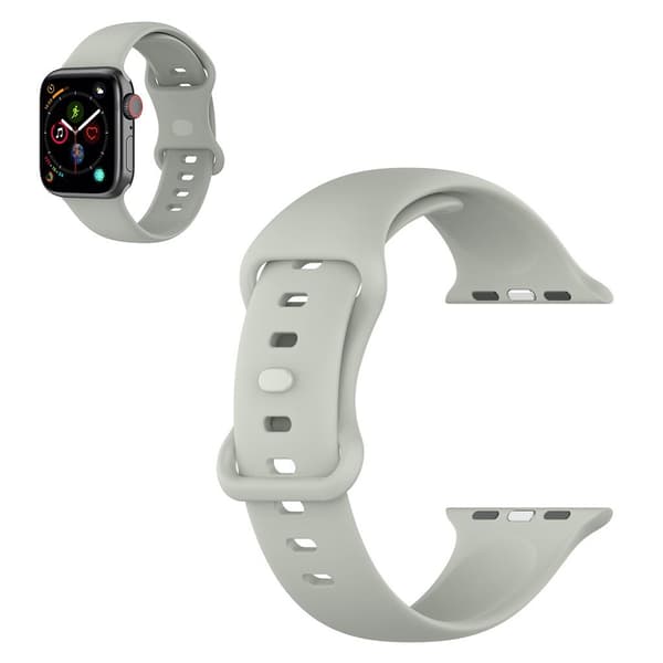 Apple Watch 40 mm klockarmband i enkel silikon - Grå / Storlek: L Silvergrå