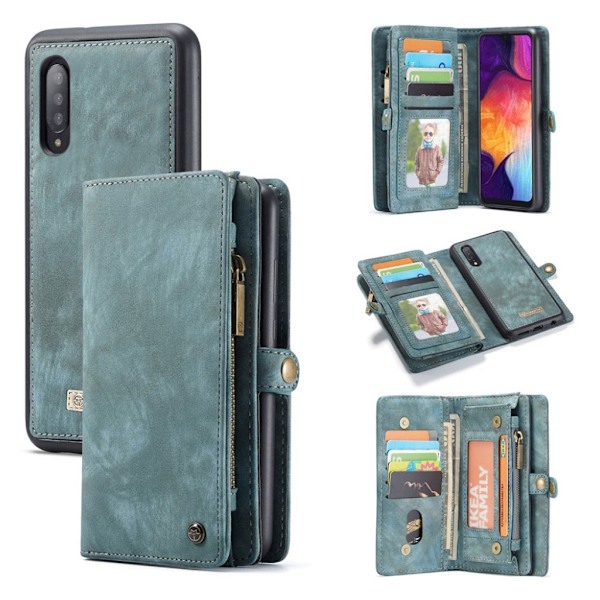 CaseMe Samsung Galaxy A50 Zipper Wallet kotelot - Sininen Blue