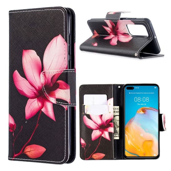 Wonderland Huawei P40 flip etui - Lotus Black