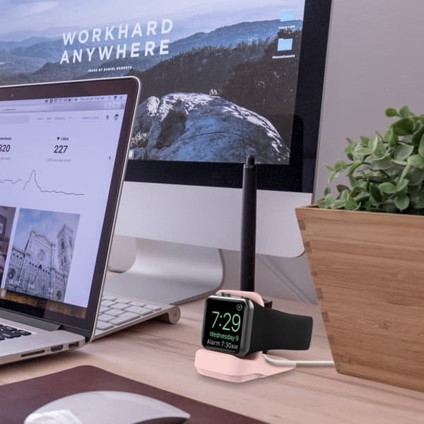 Silikonbashållare laddningsstation för Apple Watch - Rosa Rosa