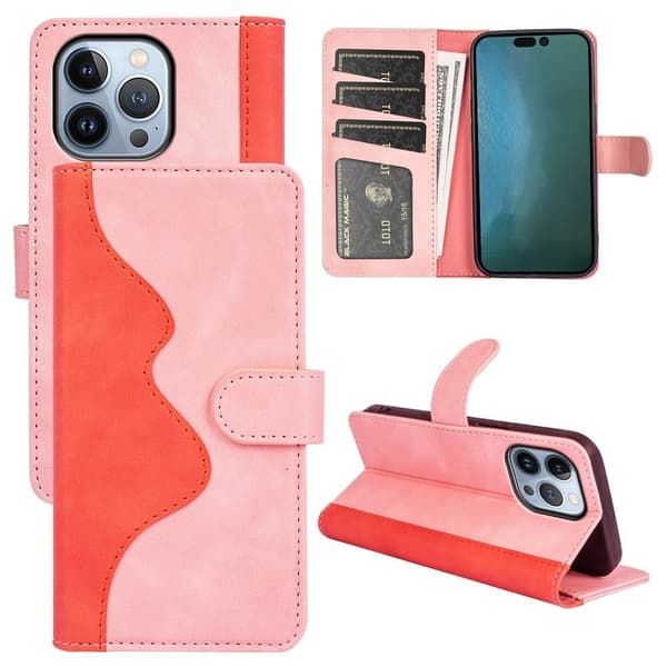 Tofarget lærdeksel for iPhone 14 Plus - Rosa Pink