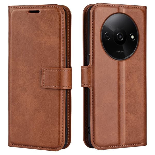 Xiaomi Redmi A3 nahkainen lompakokkotelo - Vaalean Ruskea Brown