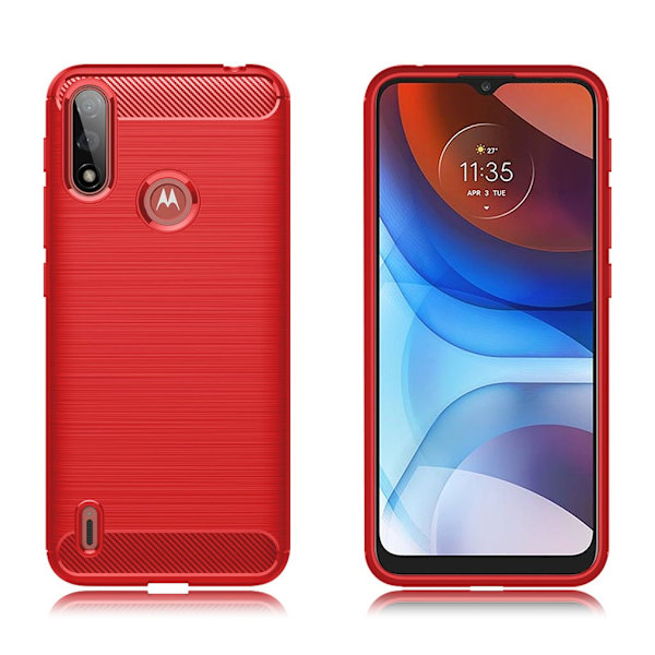 Carbon Flex Etui Motorola Moto E7 Power - Rød Red