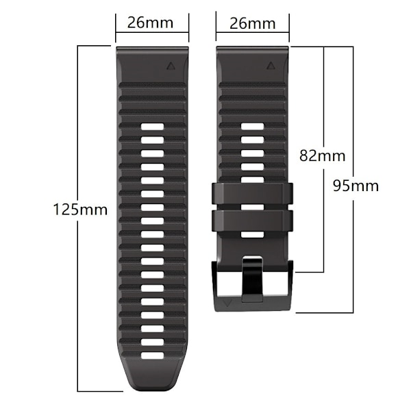 26mm Garmin ja Coros kellon kaksoissilikonikellon hihna - Vihreä / Musta Green