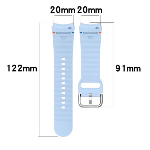 Silicone Strap Samsung Galaxy Watch7 / 6 / 5 Pro / 5 Watch Band Wave Design with Silver Metal Buckle - Starlight Silver grey