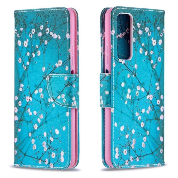 Wonderland Huawei Y7A / Huawei P Smart 2021 flip kuoret - Luumun Kukka Blue