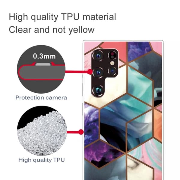 Marble Samsung Galaxy S22 Ultra Etui - Farverig Terning Tile Multicolor
