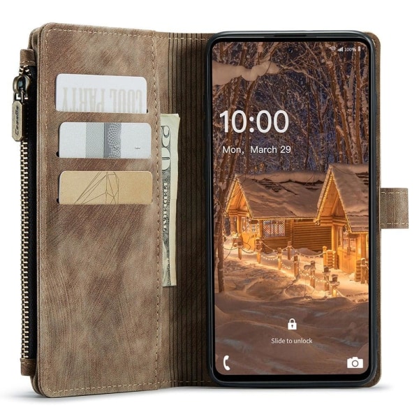 CaseMe Samsung Galaxy A33 5G etui med lynlås og pung - Brun Brown