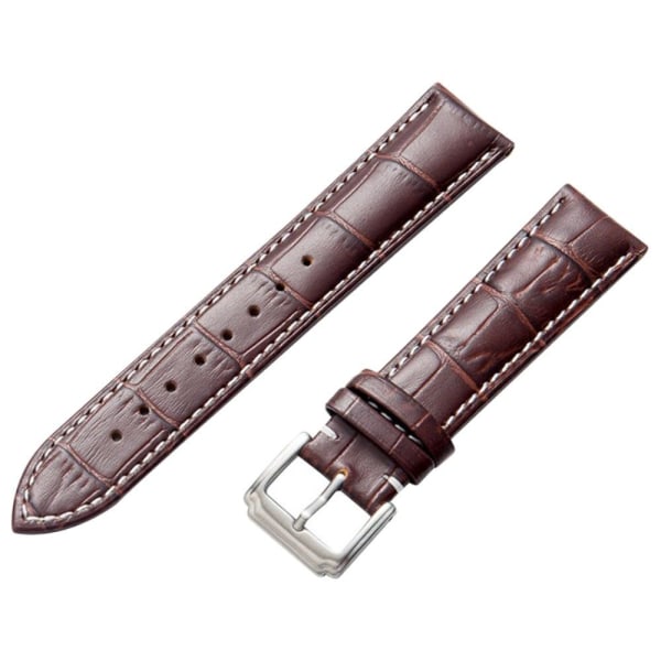 16mm Universal genuine leather watch strap - Dark Brown Brun