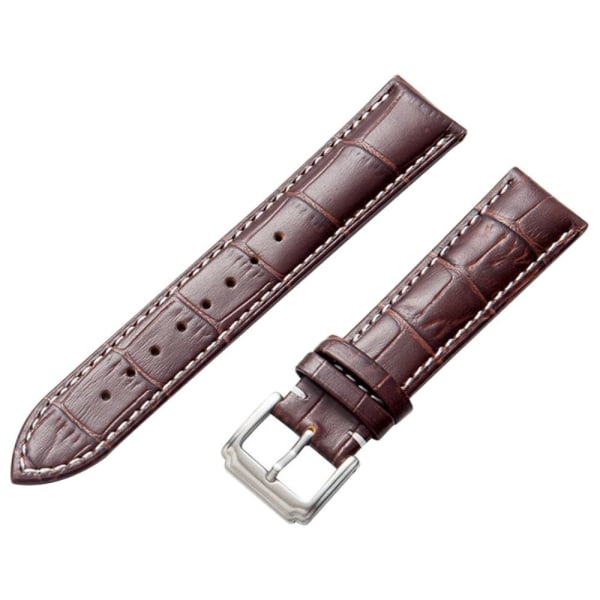 16mm Universal klockarmband i äkta läder - Mörkbrun Brun