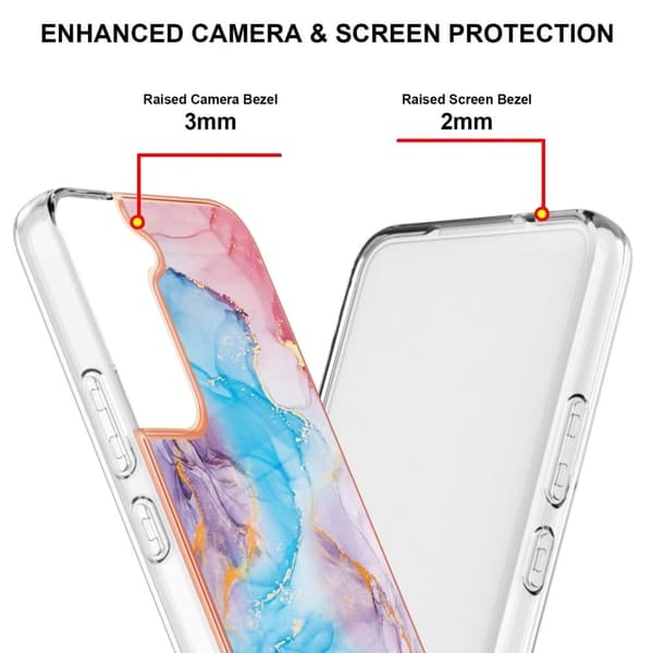 Marmormotiv Samsung Galaxy S22 Plus skal - Mjölkväg Marmor Blå multifärg