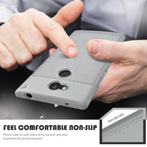 IVSO Sony Xperia L2 cover i læder og silikone - Grå Silver grey