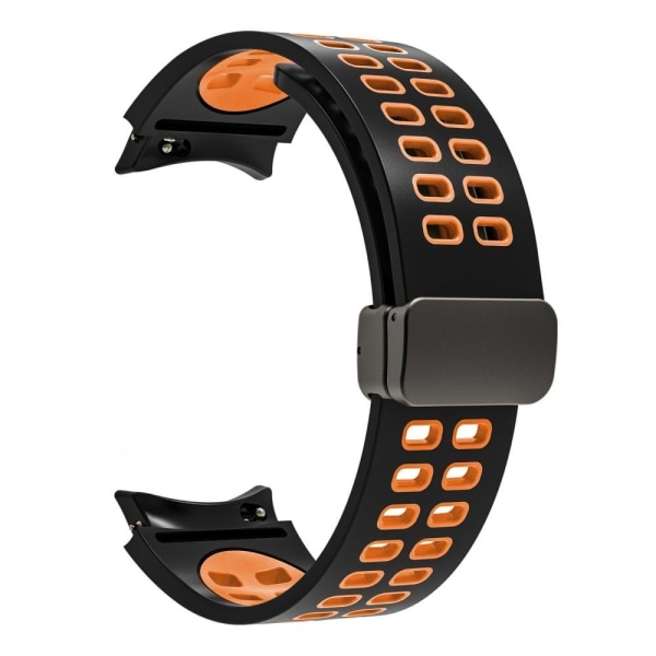 Samsung Galaxy Watch 5 (44mm) / (40mm) / 4 (44mm) / (40mm) dubbelfärgat klockarmband i silikon - Svart / Orange Orange