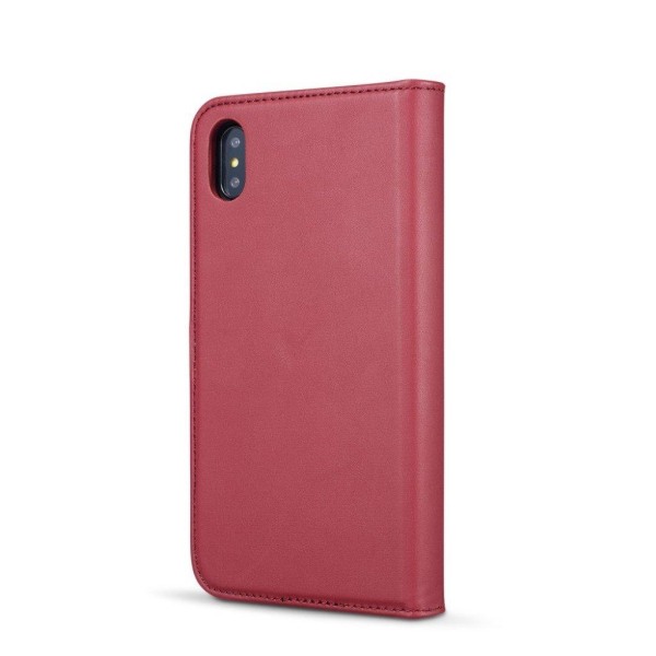 iPhone Xs Max DG.MING mobilfodral av koskinn med löstagbart magn Röd