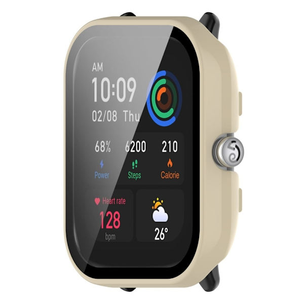 Amazfit GTS 4 Mini cover with tempered glass screen protector - Ivory White Vit