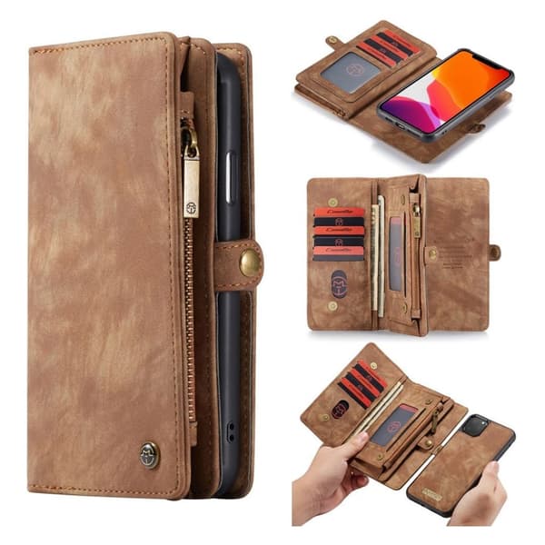 CaseMe iPhone 11 Pro Max etui med lynlås & pung - Brun Brown