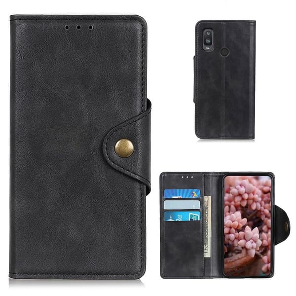Alpha Alcatel 1L (2021) nahkainen läppäkotelo - Musta Black