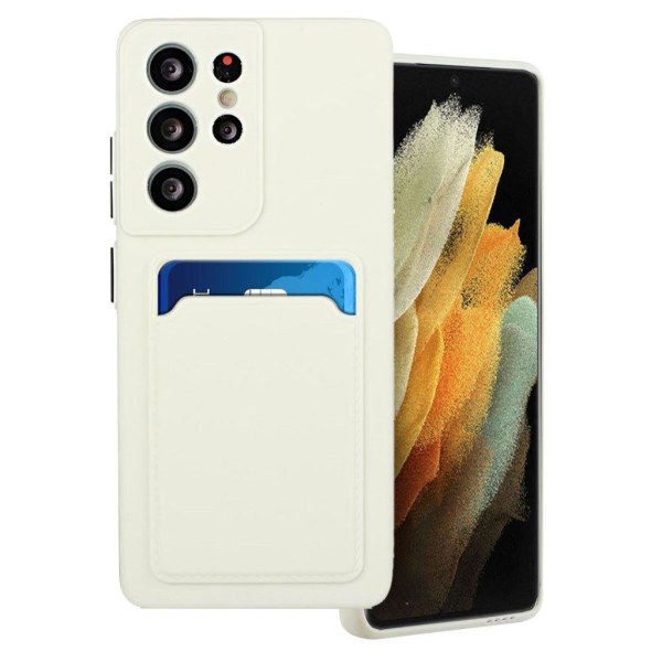 Card Holder Cover til Samsung Galaxy S21 Ultra - Hvid White