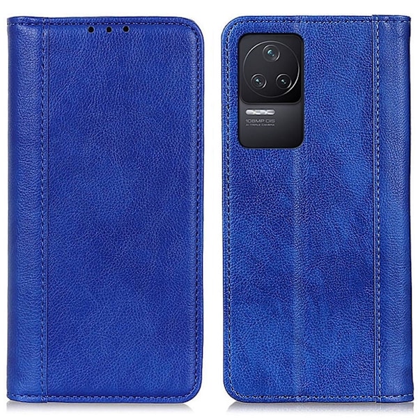 Äkta läder Xiaomi Redmi K50 / Xiaomi Redmi K50 Pro fodral med magnetisk stängning Blå