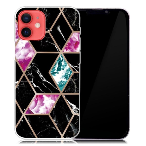 Marble design iPhone 13 Mini cover - Flise Af Sort / Cyan / Rose Multicolor