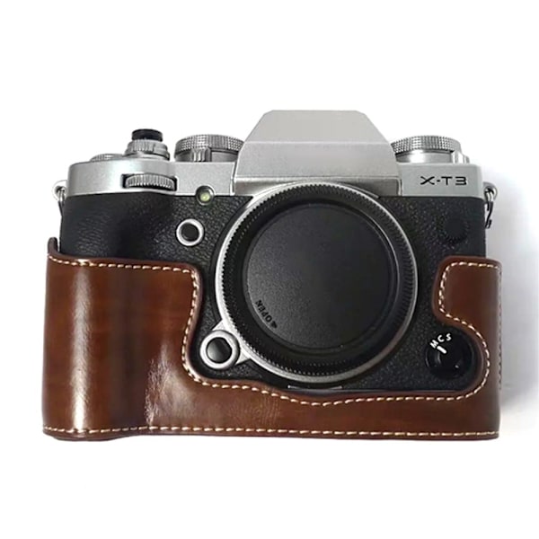 Fujifilm X-T3 læder cover til halv krop - Kaffe Brown
