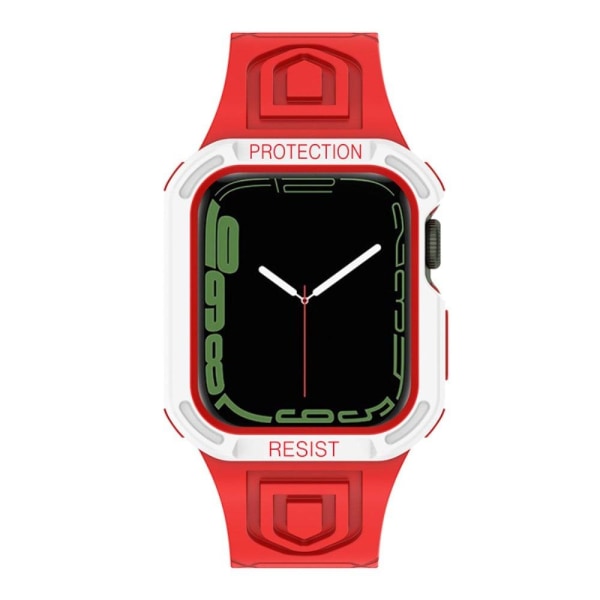 Apple Watch (41mm) urrem i kontrastfarve + cover - Rød / Hvid Red