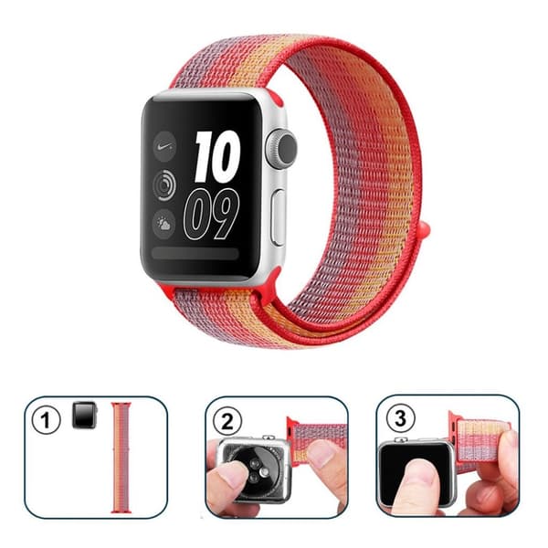 Apple Watch Series 4 44mm vedenpitävä nylonkellonauha - Punainen Red