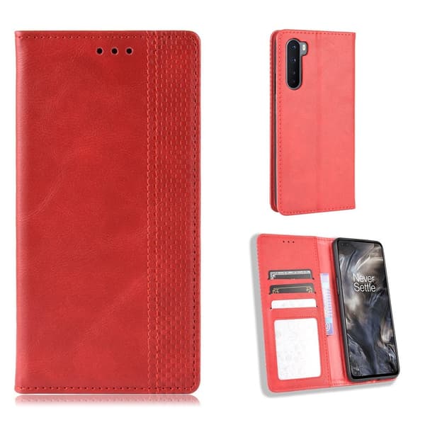 Bofink Vintage OnePlus Nord nahkakotelo - Punainen Red