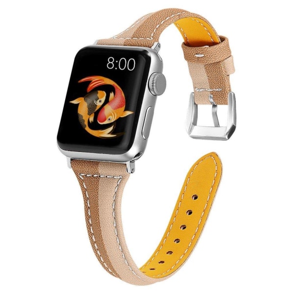 Apple Watch Series 5 44mm genuine leather watch band - Apricot / Brown