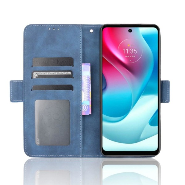 Modern-styled Læder Pung Etui til Motorola Moto G60s - Blå Blue