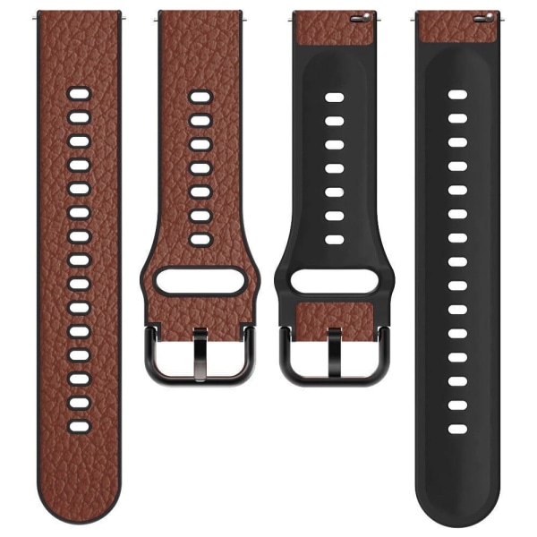 20mm Universal litchi texture leather  watch strap - Light Brown Brown