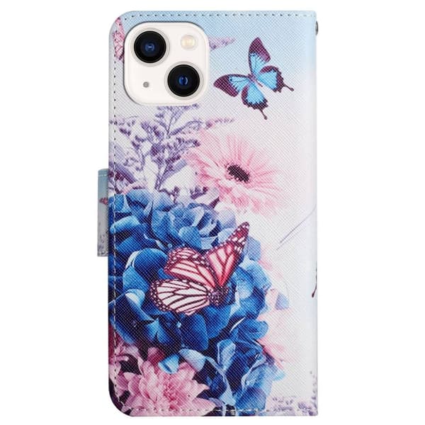 Wonderland iPhone 14 Plus Flippetui - Lilla Sommerfugler Purple