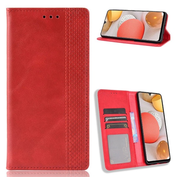 Bofink Vintage läder Samsung Galaxy A42 5G fodral - Röd Röd