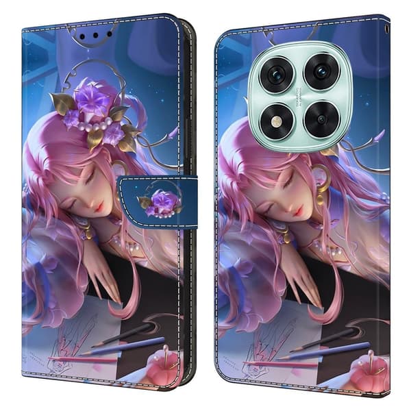 Xiaomi Redmi Note 14 Pro 5G plånboksfodral mönster utskrift stativ läder flip telefonskydd - Törnrosa Rosa