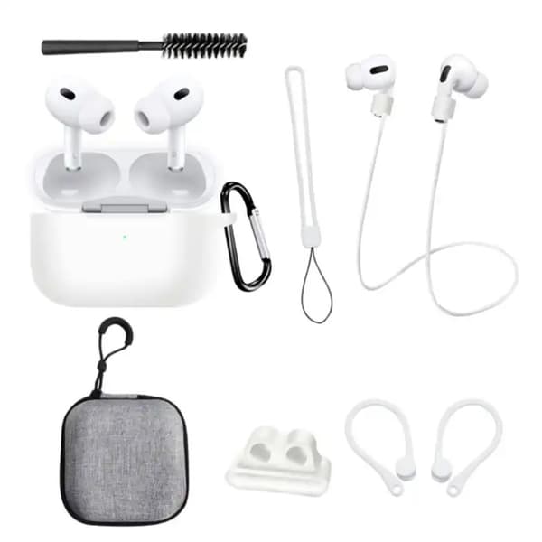 AirPods Pro 2 silikone cover med opbevaringspose og tilbehør - Hvid White