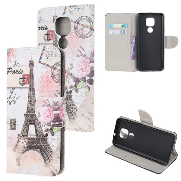 Wonderland Motorola Moto E7 Plus / G9 Play Flippetui - Eiffel Tower Multicolor