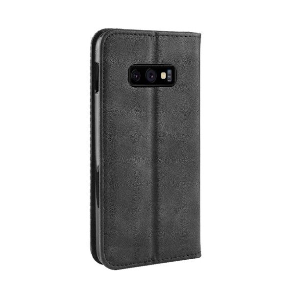 Samsung Galaxy S10e vintage tyylinen nahkainen flip suojakotelo - Musta Black