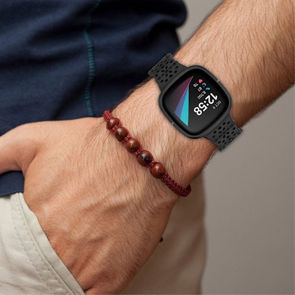 Fitbit Versa 4 / Sense 2 / Versa 3 / Sense klockarmband i blommig stil med spets - Mörklila Lila