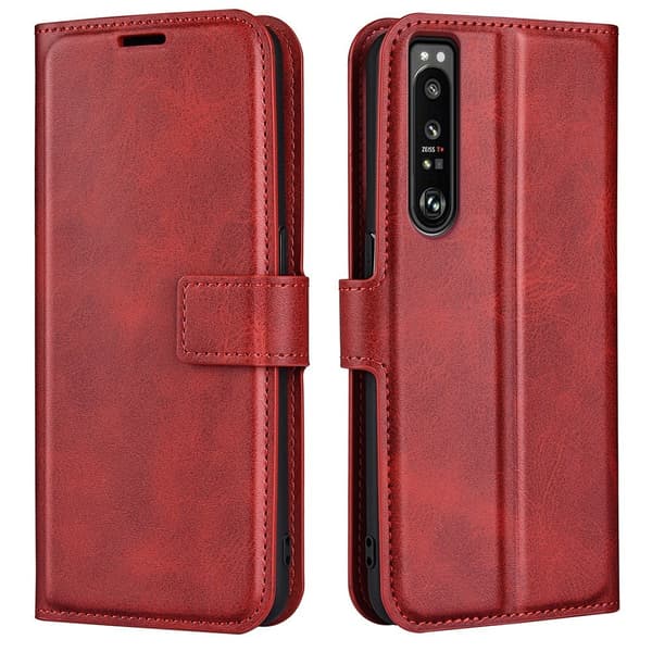 Hållbart konstläder Sony Xperia 1 IV fodral med plånbok - Röd Röd